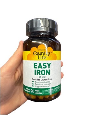 W Easy Iron Dietary Supplement by Country Life - 25 mg - 90 Capsules - Exp 03/27