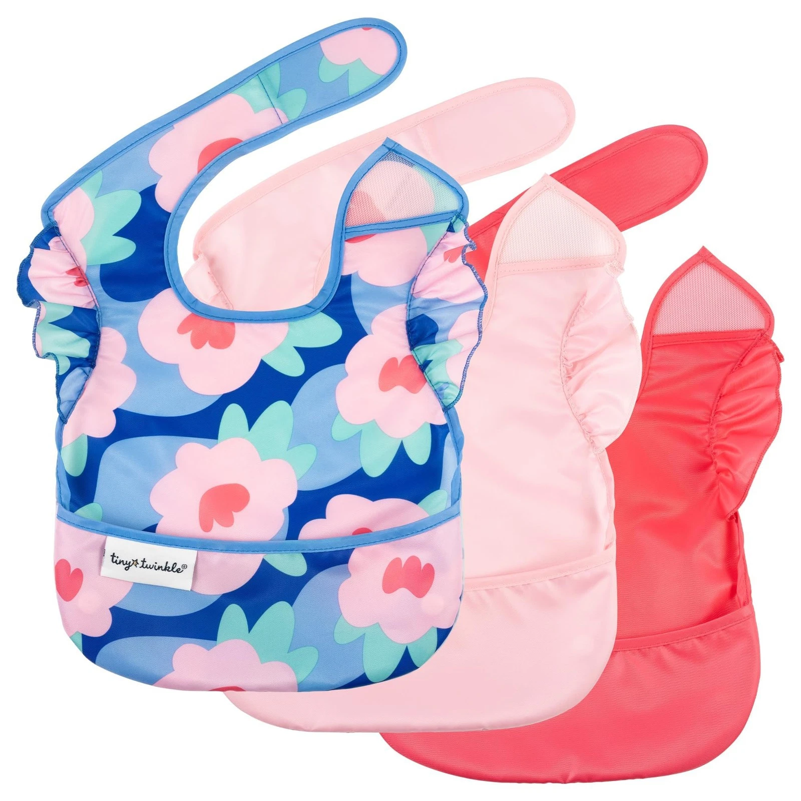 Mess-Proof Baby Bibs for Eating | Waterproof, Wipeable Bibs with Catch-All Po...