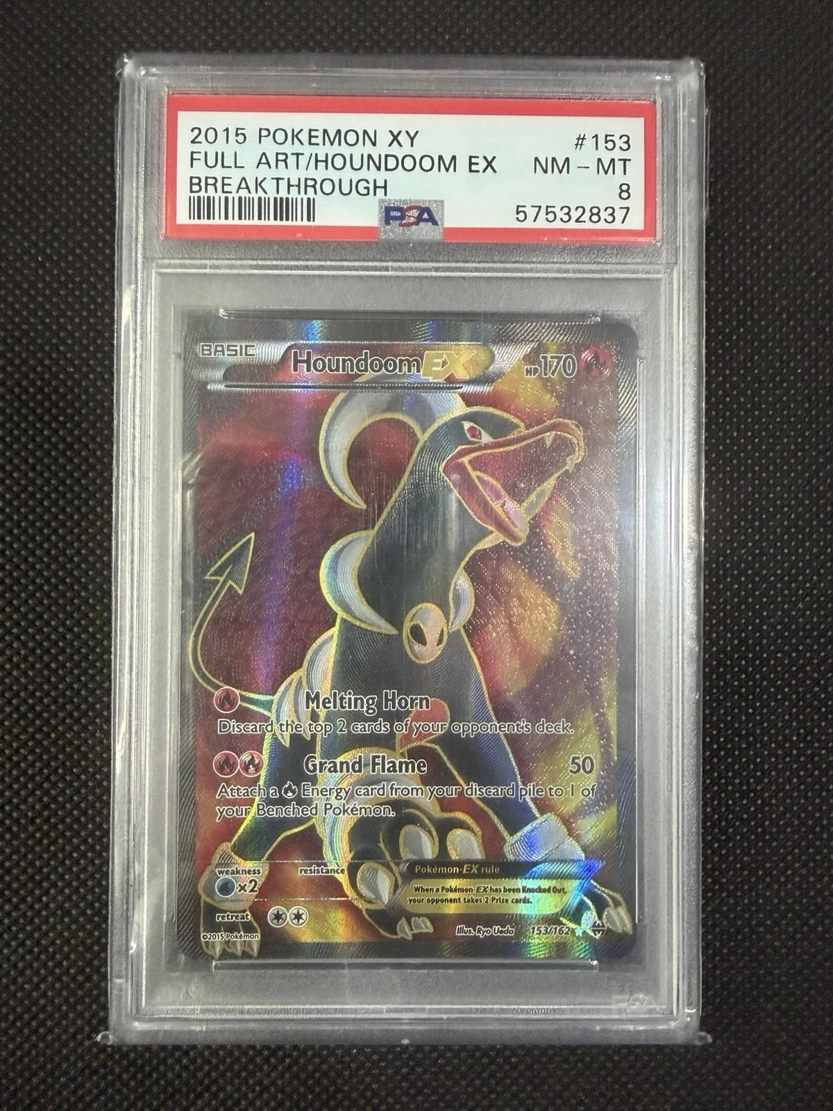 GRADED PSA 8 POKEMON XY BREAKTHROUGH #153 FULL ART HOUNDOOM EX (2015)