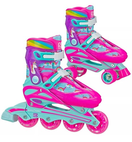Roller Derby Unicornio 2 en 1 Patines Ajustables y en Línea (Talla 3-6) - Imagen 1 de 6