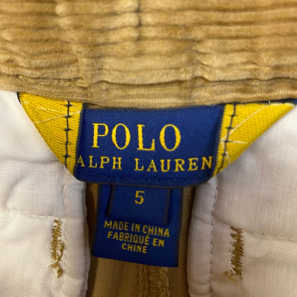 Pantalones informales Polo Ralph Lauren para niños de pana talla 5 marrón camel Foto 3 de 4