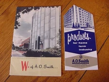 LOT of TWO   A. O. Smith  brochures 1945  1956