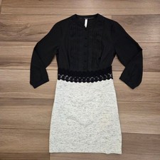 Kensie Long Sleeve Dress Black + cream size XS