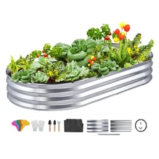 Galvanized Raised Garden Bed Planter Box 71.9x36.4x11" Flower Vegetable