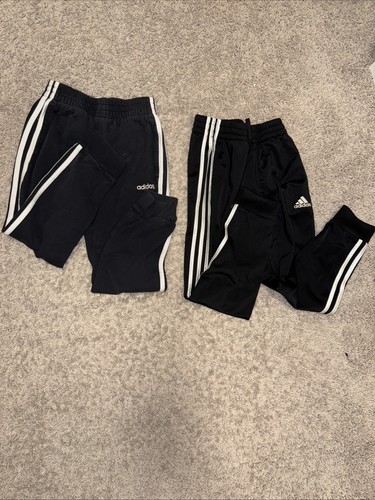 Boy Size 8 Adidas Black JOGGERS Track PANTS Set of 2