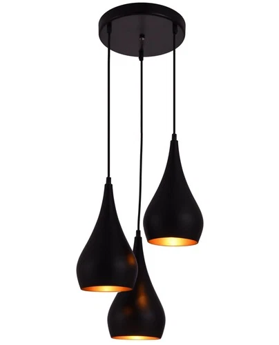 Living District Nora 3 Light Transitional Aluminum Pendant in Black - Picture 9 of 9