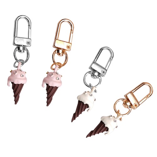 4 Pcs Ice Cream Keychain Rhinestone Studded Holder Cute Accessories Ring - Bild 9 von 12
