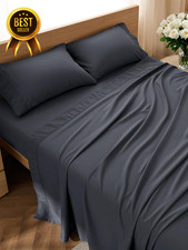 Queen Sheet Set 4 Piece Microfiber Soft Breathable Cooling Bedding Dark