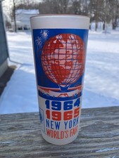 Vintage New York World’s Fair Glass Tumbler 1964-1965 Unisphere Exhibit Frosted 