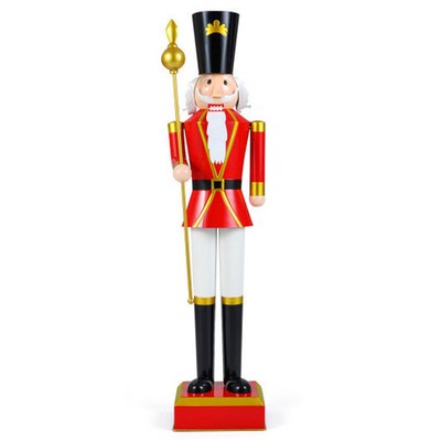 4 FT Christmas Nutcracker with High Hat & Beautiful Scepter-White & Golden