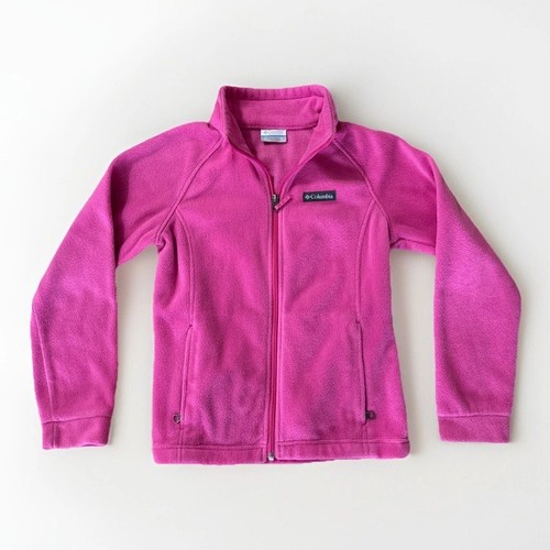 Columbia Kids Pink Fleece Jacket Full Zip Medium 10/12 Girls Youth