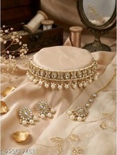 Indian Bollywood Gold Plated Kundan Choker Bridal Necklace Earrings Jewelry Set