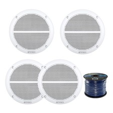 4X Enrock Marine 6.5" 250W Rugged Full Range Speakers, 50 Foot 16-Gauge Wire