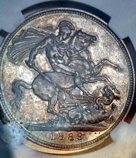 1889QUEEN VICTORIA  SILVER CROWN  NGC-MS 62  