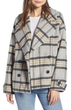 Something Navy 158738 Women's Double Breasted Coats Light Grey Sz. Large