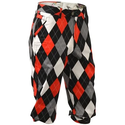 Royal and Awesome Golf Knickers Diamonds in the Rough Black Argyle Shorts 32-42