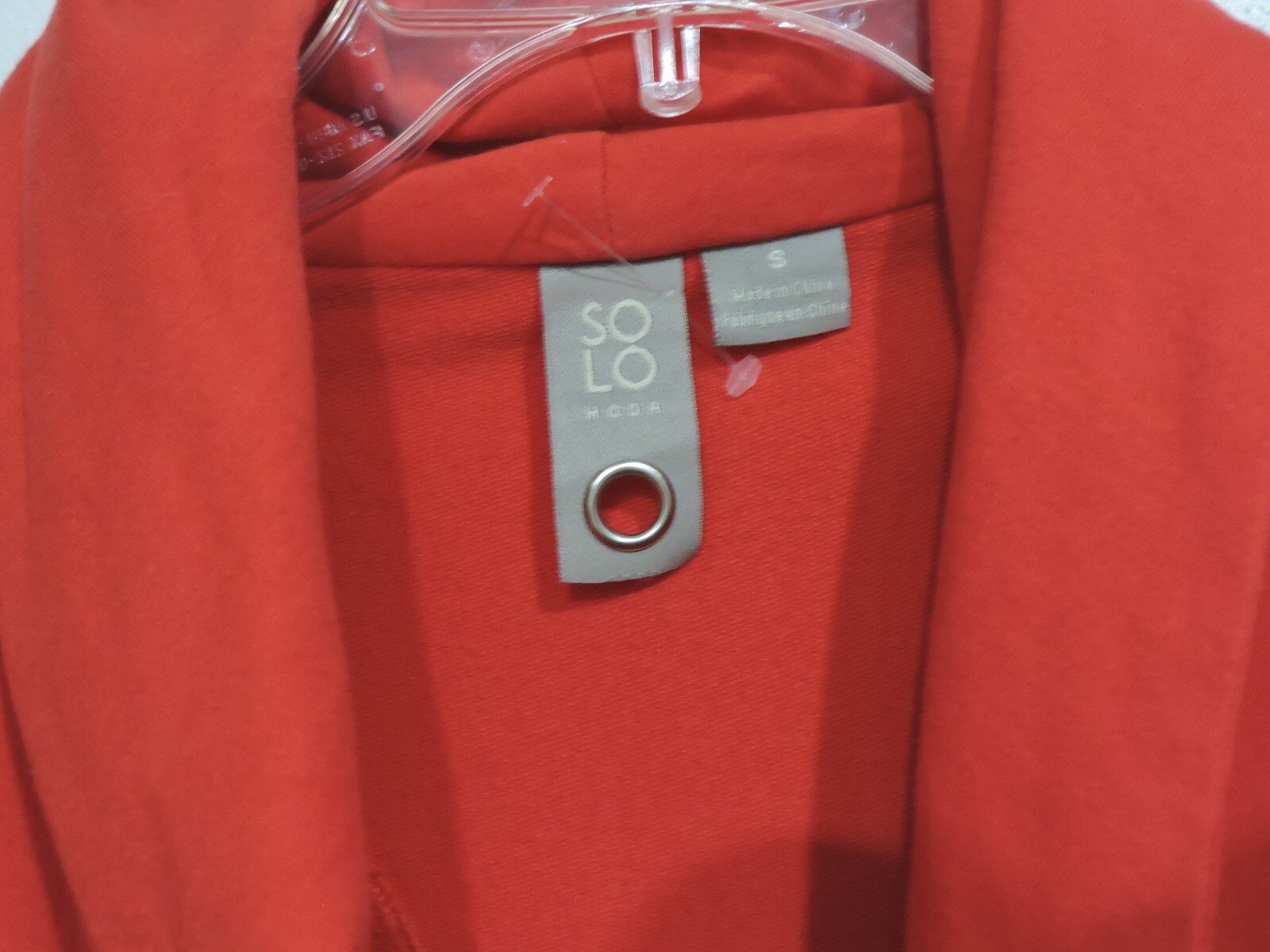 Solo Moda Brand Red Crossover Front zip pockets cotton knit log slv  tunic SZ M