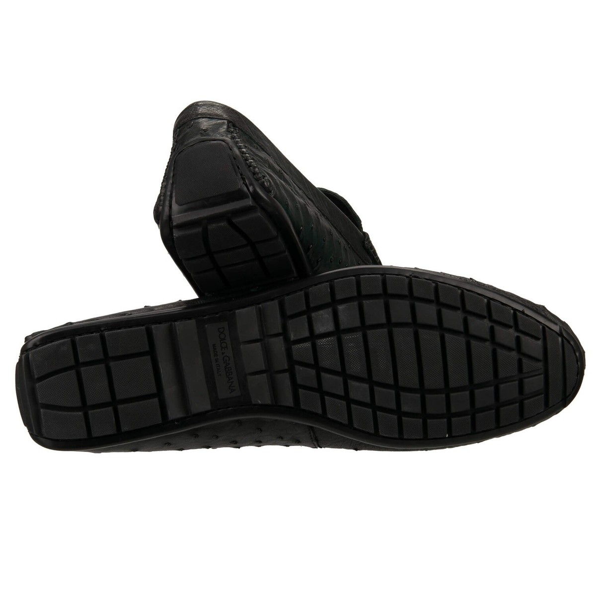 DOLCE & GABBANA Ostrich Leather Moccasins Loafer Shoes RAGUSA Blau