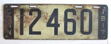 Vintage 1917 Connecticut License Plate 12460 CT