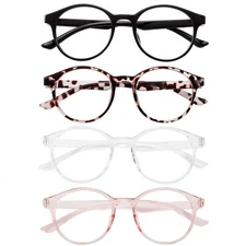 4 Pack Blue Light Blocking Glasses for Women MenRetro Round Computer Gaming G...