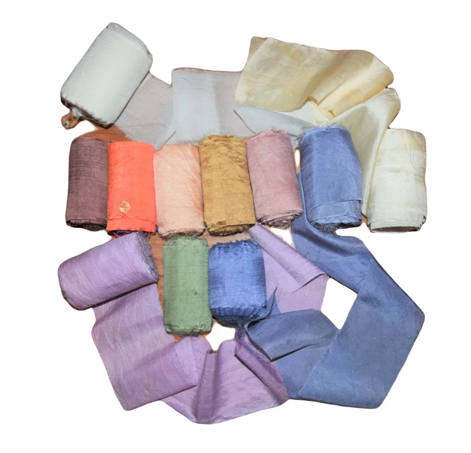 10yards/10color  3 inch Recycled Sari Silk Ribbon in roll Yarn for wedding decor - Image 2 of 3