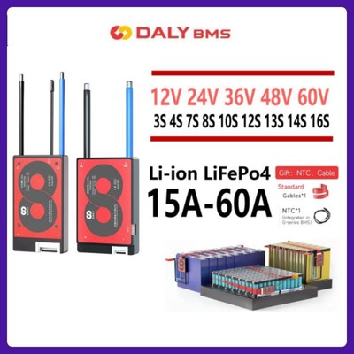 Daly BMS 3S-16S 12V 24V 36V 48V 60V 15A-60A Li-ion LiFePo4 Battery Protector BMS