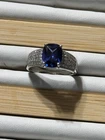Vintage Sterling Silver Crystal & Unknown Solitaire Blue w/free shipping