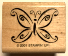 STAMPIN' UP Fancy Butterfly Rubber Stamp 2001 - Wood Mounted