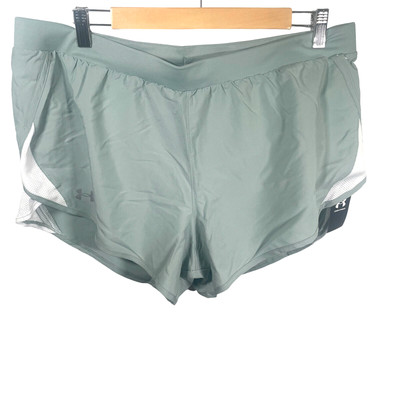Under Armour Running Shorts Womens XL Fly By 2.0 Green Gray Training Lined New *