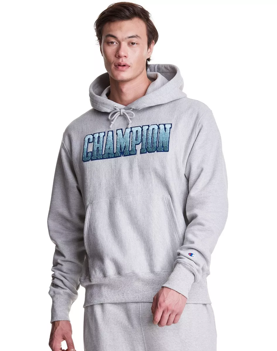 CHAMPION REVERSE WEAVE OMBRE BLOCK APPLIQUE LOGO PULLOVER HOODIE