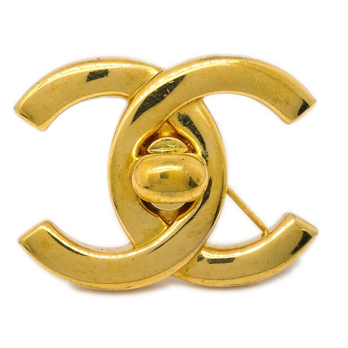 Chanel Turnlock Brooch Pin Gold Large 96P KK90845 | eBay