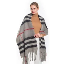 Soft Blanket Scarf Shawl Wrap w/Tassels Cozy
