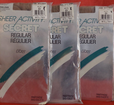 Vintage Pantyhose  3 {Loose Lastic} Secret Sheer Activity  Beige  Size D BLACH1
