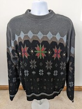 Vintage 90S Fair Isle Christmas Ski Sweater Mens Large S12