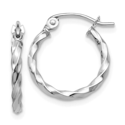14K Weißgold Twist poliert Creolen 0,9 g perfektes Geschenk für sie