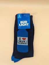 Bud Light Novelty Mens Crew Socks Size 10-13 Sock Size Shoe Sz 6-12 You Choose