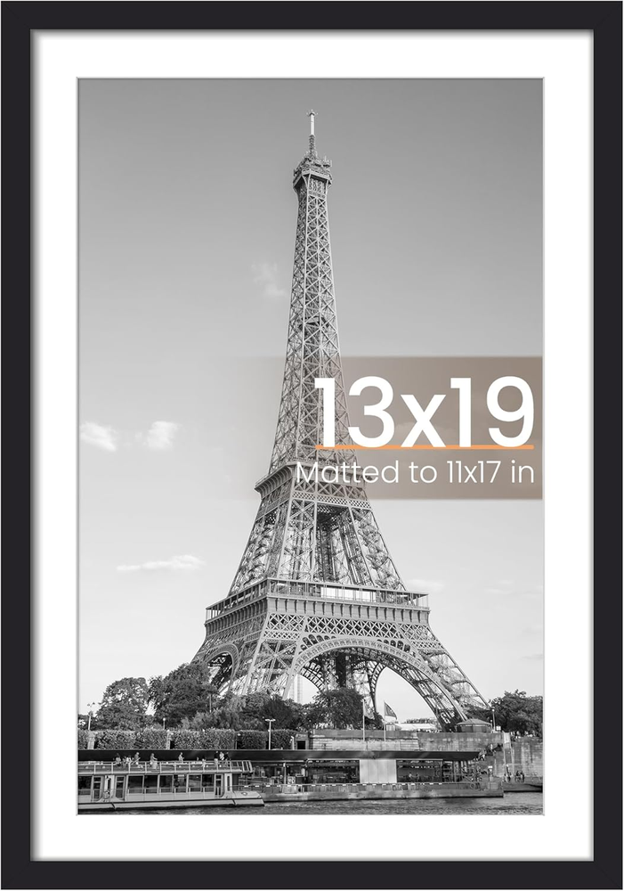 13X19 Picture Frame, Display Pictures 11X17 with Mat or 13X19 without Mat, Wall