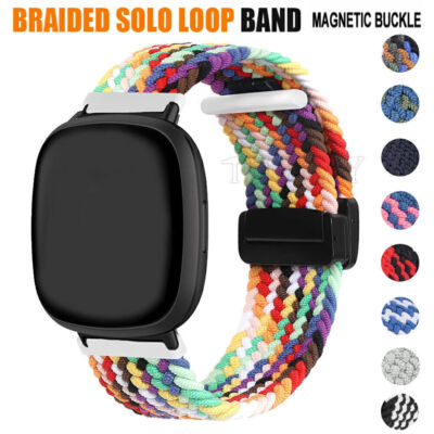 Für Fitbit Sense 1 2/Versa 3/Versa 4 Armband Sport Nylon Loop Magnet Ersatz band