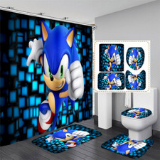 Funny Cartoon Sonic, Gift For Lovers Blue Sonic Shower Curtain or Bathroom Sets.