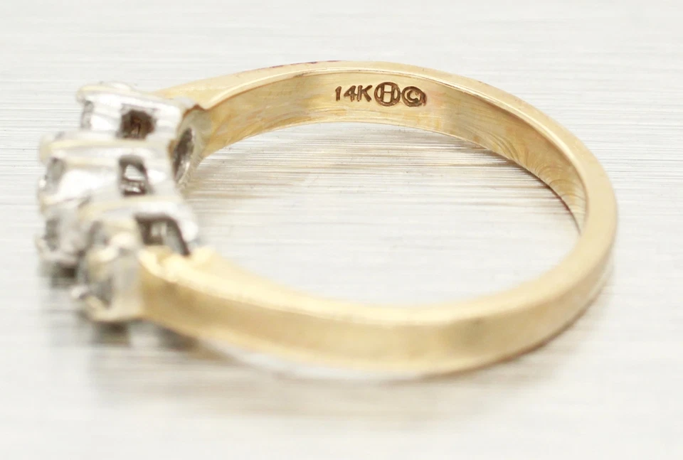 Anillo de flores con racimo de diamantes vintage de 0,50 quilates - banda de oro amarillo de 14 k - talla 7 Foto 3 de 4