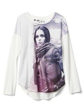 Gap Kids Girl's Star Wars Jyn Embellished Graphic Hi-Lo Tee Shirt Sz. XS 4-5 NWT