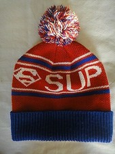 DC Comics Superman Winter Knitted Cuffed Beanie/Toque with pompom 9" wide new