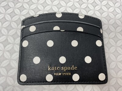 Kate Spade Spencer Sunshine Dot Cardholder Black White Small