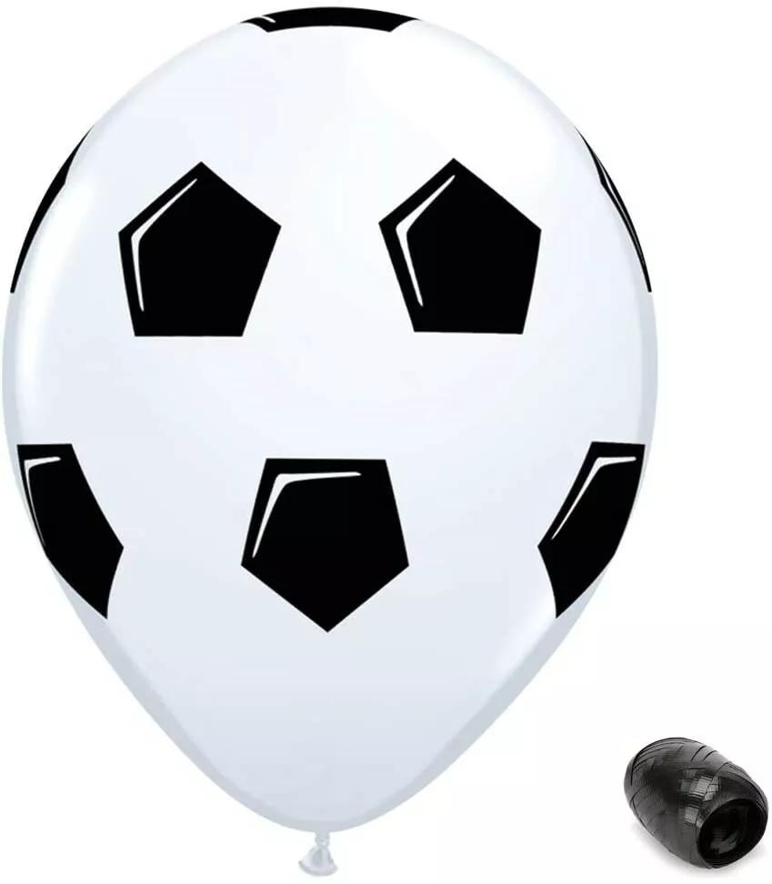 10 Pack Soccer Ball Latex 11" Balloons with matching Ribbon | eBay