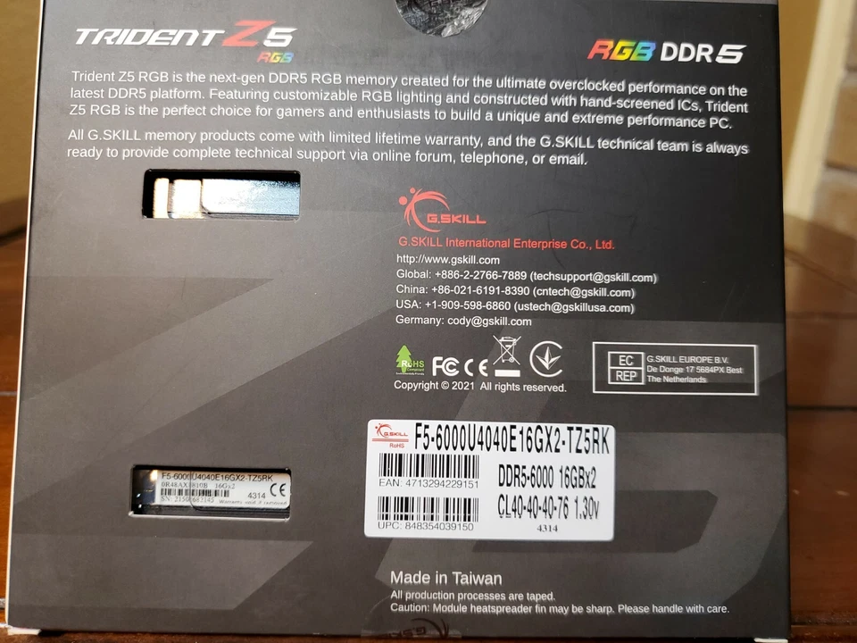 G.SKILL Trident Z5 RGB 32GB (2 x 16GB) PC5-48000 (DDR5-6000) Memory... - Image 2 of 2