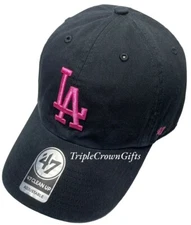 Los Angeles Dodgers ('47 Brand) MLB Clean Up Hat Adjustable Magenta Black