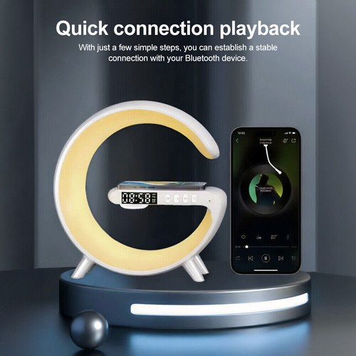 Wielofunkcyjny budzik Bezprzewodowa ładowarka Głośnik Bluetooth RGB Lampka nocna - Zdjęcie 9 z 13