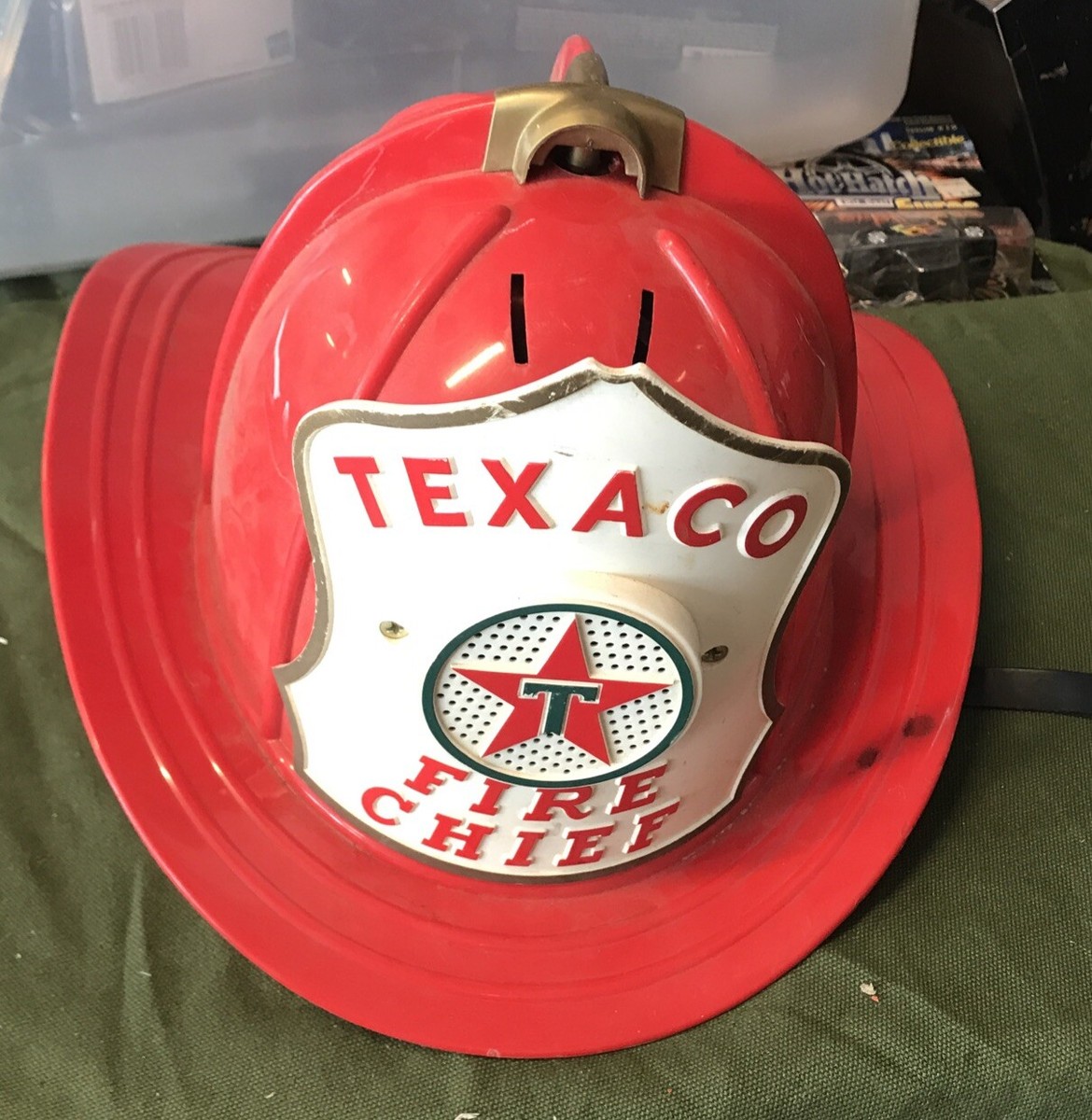 Vintage 1960s Texaco Fire Chief Plastic Toy Fireman Helmet Hat