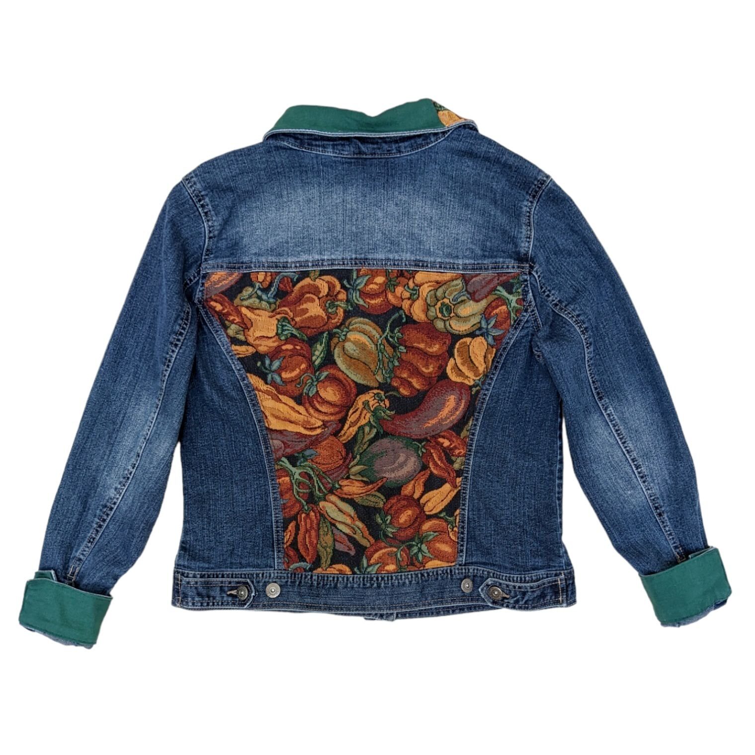 Reworked  Autumn Fall Halloween Patchwork Denim J… - image 7