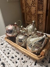 Mark Roberts Christmas Ornament SET Gold Embellished Faux Pearl SIX NEW Baubles